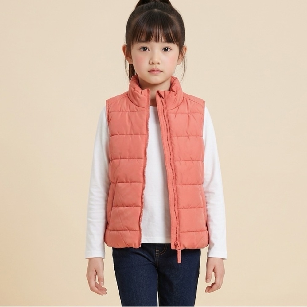EUC Children’s Place Girls Quilted Full Zip Dusty Pink Vest Outerwear Size L